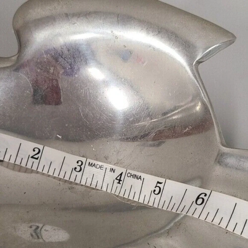 Vintage Swan Shaped Silver Metal Nut Candy Serving Dish Figurative Mid Century